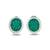 Green stone silver plated floral stud earrings