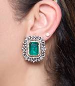 Emerald green stone rectangle cut earrings