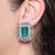 Emerald green stone rectangle cut earrings