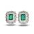Emerald green stone rectangle cut earrings