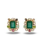 Gold plated multicolor stones stud earrings