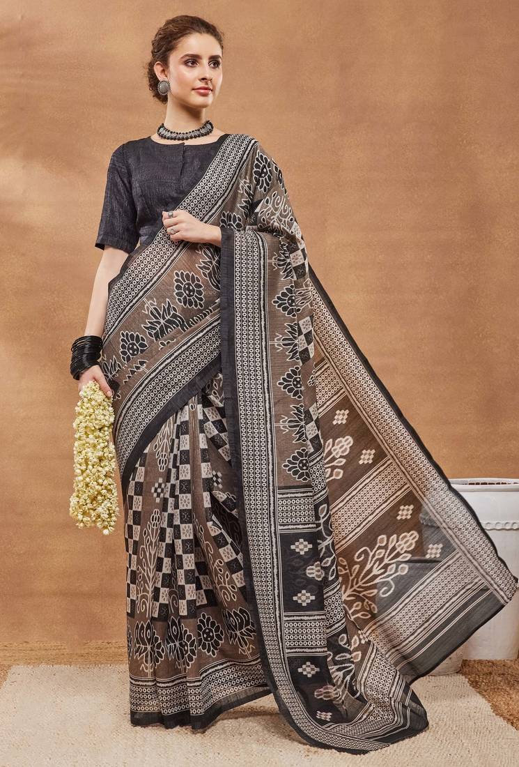 Checked silk bland ready to wear saree