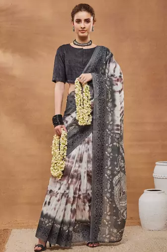 Tie and dye silk bland saree
