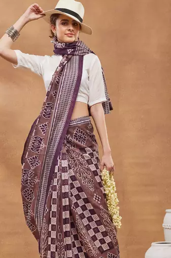 Checked silk bland saree