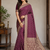 Wine Traditional Banarsi Silk Saree With Blouse Piece.