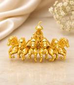 Gold-plated lord surya seven horse chariot brooch pin | divine spiritual designer brooch for unisex
