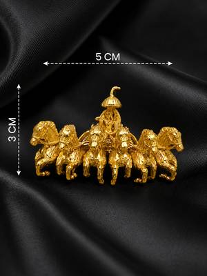Gold-plated lord surya seven horse chariot brooch pin | divine spiritual designer brooch for unisex 3