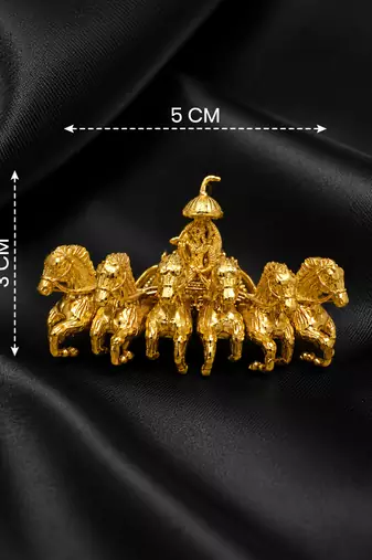 Gold-plated lord surya seven horse chariot brooch pin | divine spiritual designer brooch for unisex