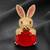 Gold-plated bunny rabbit brooch pin with red oval crystal stone | cute animal designer