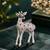 Silver-toned crystal deer brooch pin with ruby red stones 