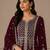 Maroon color embroideried faux georgette semi stitched salwar suit