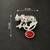 Silver rhodium plated leopard brooch with red crystal drop 