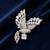 Silver rhodium plated flying bird brooch with silver crystal 