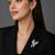 Silver rhodium plated flying bird brooch with silver crystal 