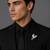 Silver rhodium plated flying bird brooch with blue crystal 