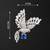Silver rhodium plated flying bird brooch with blue crystal 