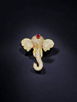 Lord ganesha designer brooch pin for women & men  gold plated  1