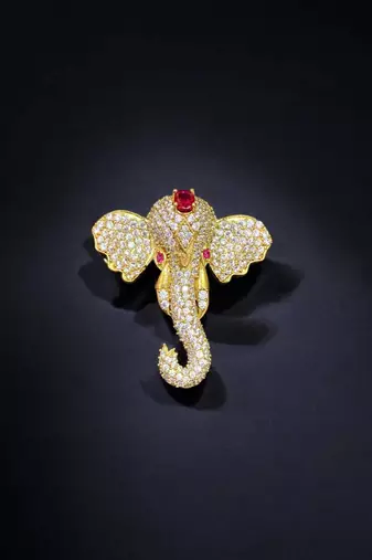 Lord ganesha designer brooch pin for women & men  gold plated 