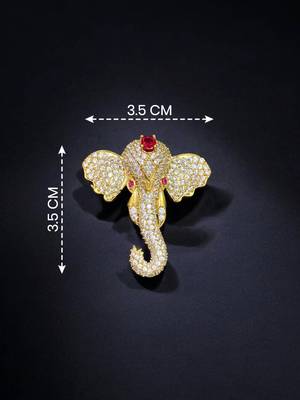 Lord ganesha designer brooch pin for women & men  gold plated  4