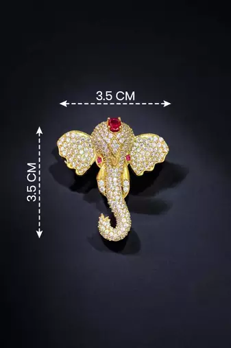 Lord ganesha designer brooch pin for women & men  gold plated 