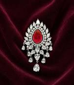 Buy Luxury ruby red crystal statement brooch pin for women silver plated 