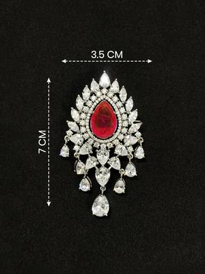 Luxury ruby red crystal statement brooch pin for women silver plated  4