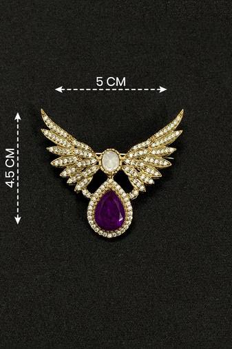 Royal wing design purple crystal statement brooch pin for women