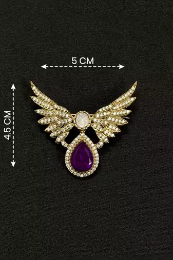 Royal wing design purple crystal statement brooch pin for women