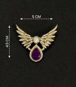 Royal wing design purple crystal statement brooch pin for women