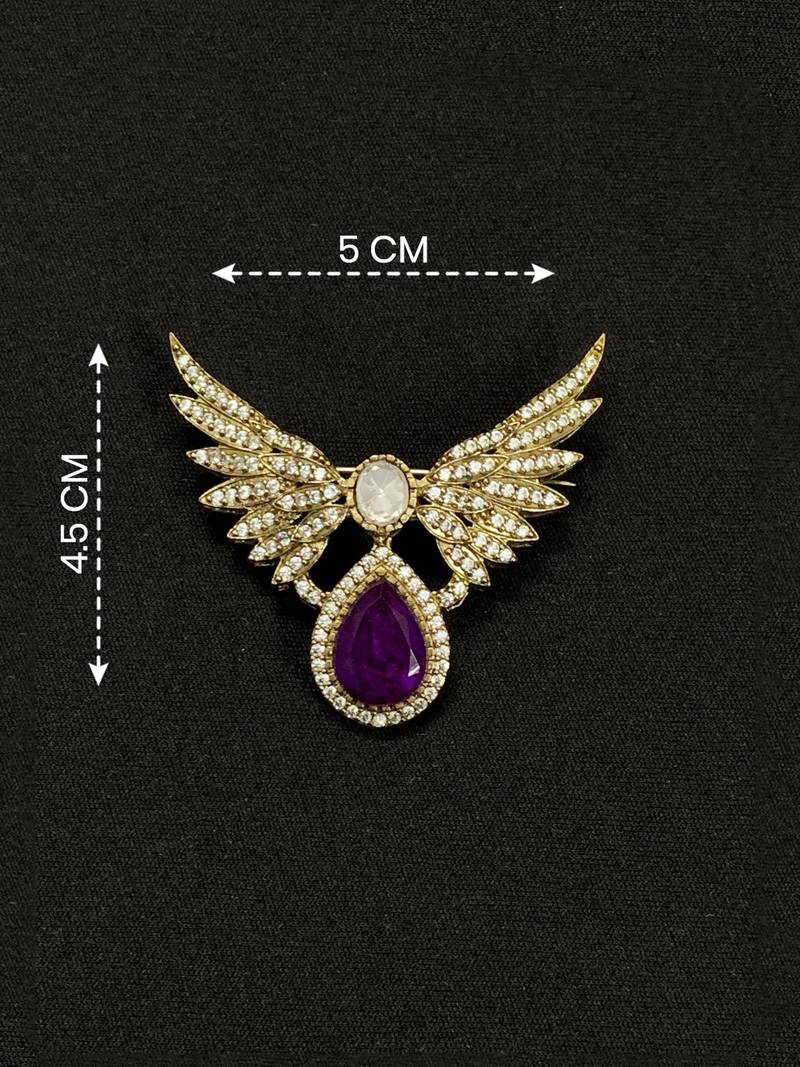 Royal wing design purple crystal statement brooch pin for women