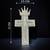 Designer silver-toned crown cross brooch pin with premium white