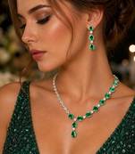 sea green teardrop jewellery set bridal necklace & earrings