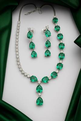 sea green teardrop jewellery set bridal necklace & earrings 2