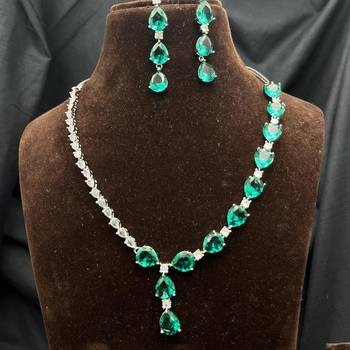 sea green teardrop jewellery set bridal necklace & earrings 3