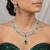 emerald green bridal jewellery set  silver-plated necklace, earrings, maangtika