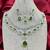 emerald green bridal jewellery set  silver-plated necklace, earrings, maangtika