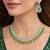 peridot green pear cut necklace earrings set, silver tone floral bridal jewellery choker