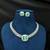 mint green emerald cut cz bridal jewellery set, silver choker necklace, stud earrings