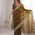 Vibrant mehendi festival saree with traditional silver zari embroidery and blouse material