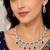 multi-gemstone teardrop statement necklace and earring set, silver-tone bridal prom jewellery