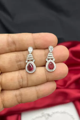 multi-gemstone teardrop statement necklace and earring set, silver-tone bridal prom jewellery