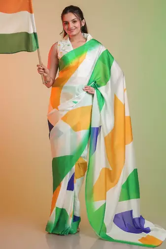 Independence day special modal silk blend digital print saree with blouse