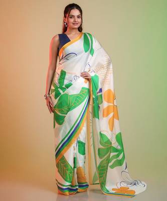 Independence day special modal silk blend digital print saree with blouse 1