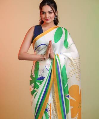 Independence day special modal silk blend digital print saree with blouse 3