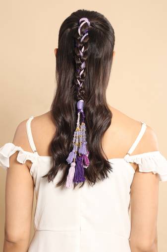 Purple handmade beaded parandi