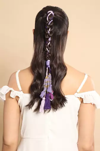 Purple handmade beaded parandi