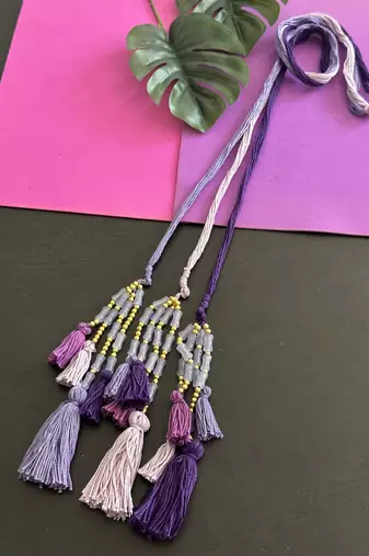 Purple handmade beaded parandi