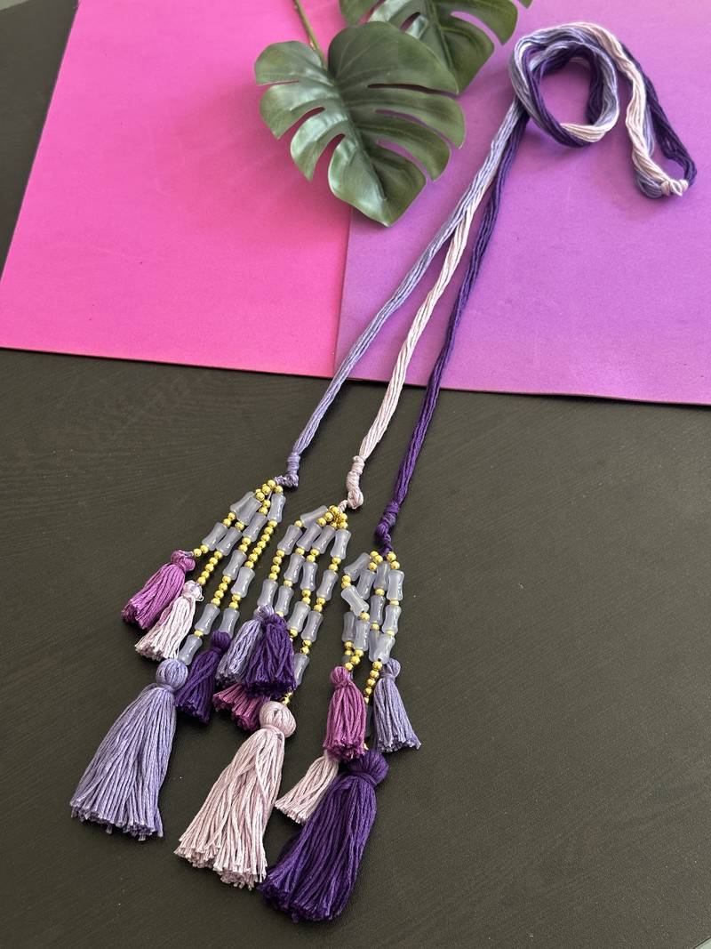 Purple handmade beaded parandi