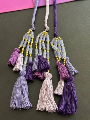 Purple handmade beaded parandi 3