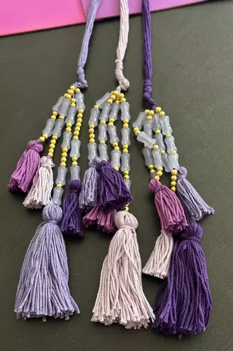 Purple handmade beaded parandi